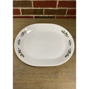 Corelle WINTER HOLLY Platter 12-1/4" White Vein Christmas